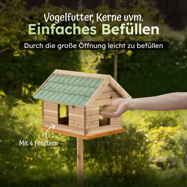 Vogelhaus VH2 Braun - Massivholz - 42 x 130 x 33 cm