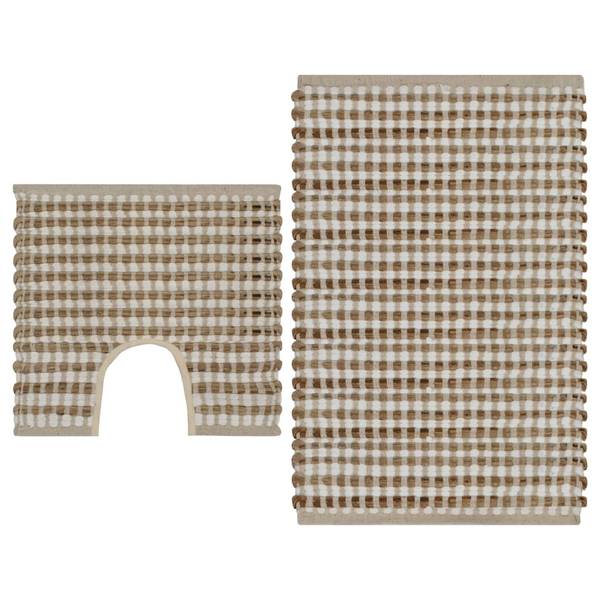 Tapis de bain 296040 (lot de 2) Beige - Blanc
