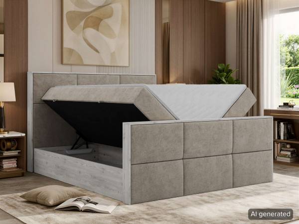 Boxbett DELNOR DUO Greige - Lavagrau - Breite: 144 cm - H3