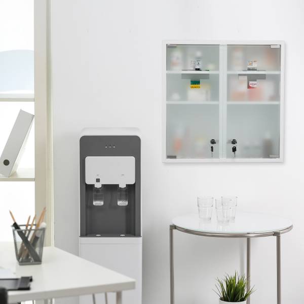 Medicijnkastje met dubbele glazen deur zilver - wit - staal - 53 x 53 x 16 cm