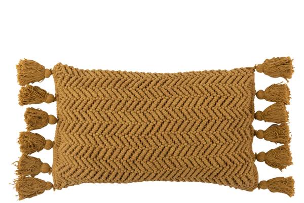 Kissen WHOC Gelb - Baumwollstoff - Leinen - Polyester - 30 x 4 x 60 cm