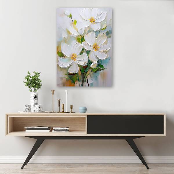 Wandbild gemalte blumen natur 80 x 120 cm