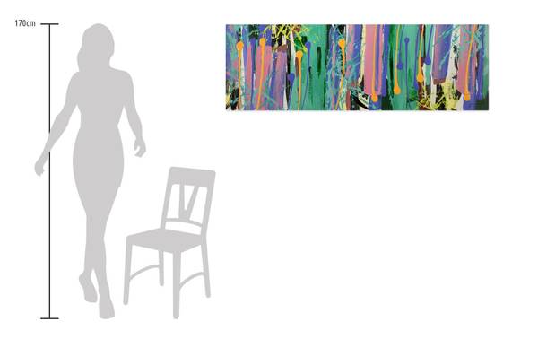 Tableau peint à la main Gouttes Couleur Coton - 150 x 50 x 4 cm
