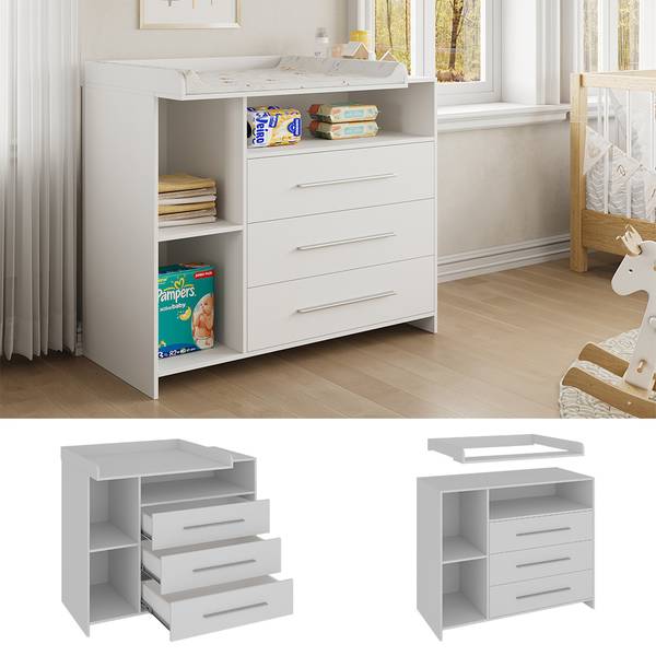 Commode à langer Paula 40283 Blanc - Bois manufacturé - 110 x 94 x 53 cm