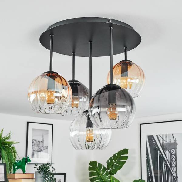 Deckenleuchte Cesaro Grau - Gelb - Metall - 39 x 22 x 40 cm