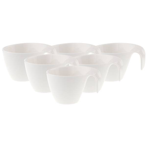 Frühstückstassen Flow 6er Set Weiß - Porzellan - 10 x 9 x 15 cm