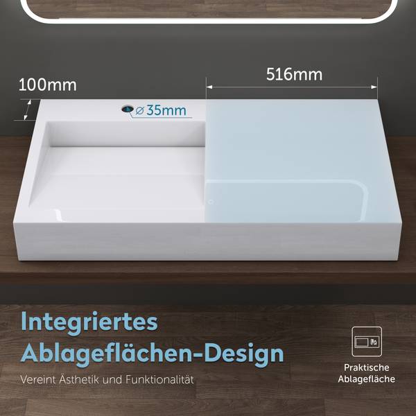 Waschbecken Col11-750 Weiß - Tiefe: 75 cm