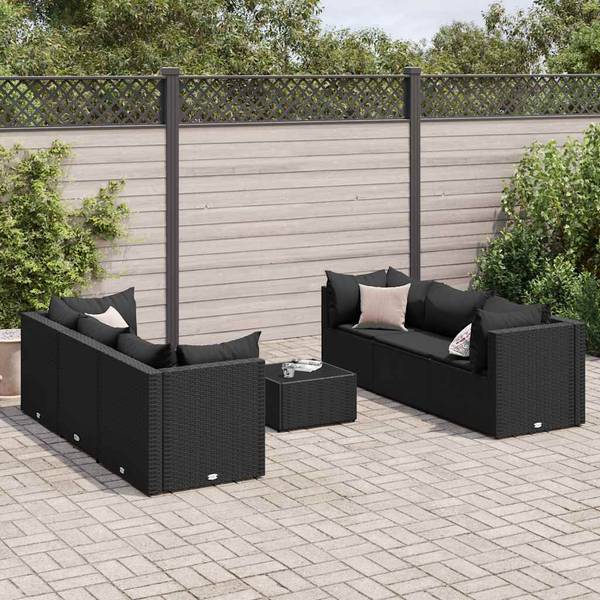 Loungeset 3043051-2 set van 7 zwart - staal - 63 x 57 x 63 cm