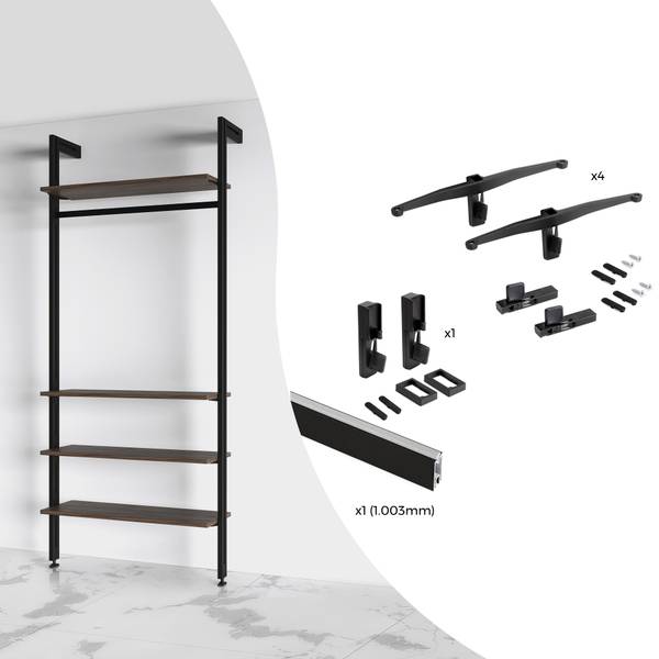 Regalträger-Set Zero Schwarz - Metall - 4 x 12 x 20 cm