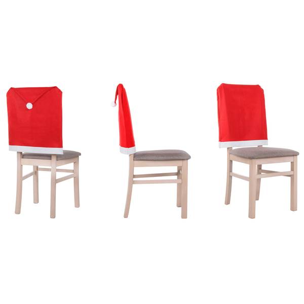 Stuhlhusse Weihnachtsmann-Mütze 1 Stk Rot - Weiß - Textil - 48 x 68 x 2 cm
