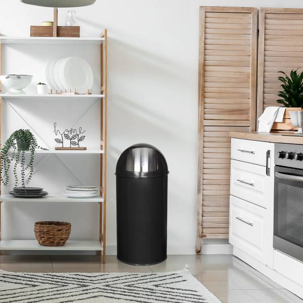 Mülleimer PUSH 50L Schwarz - Stahl - 35 x 74 x 35 cm