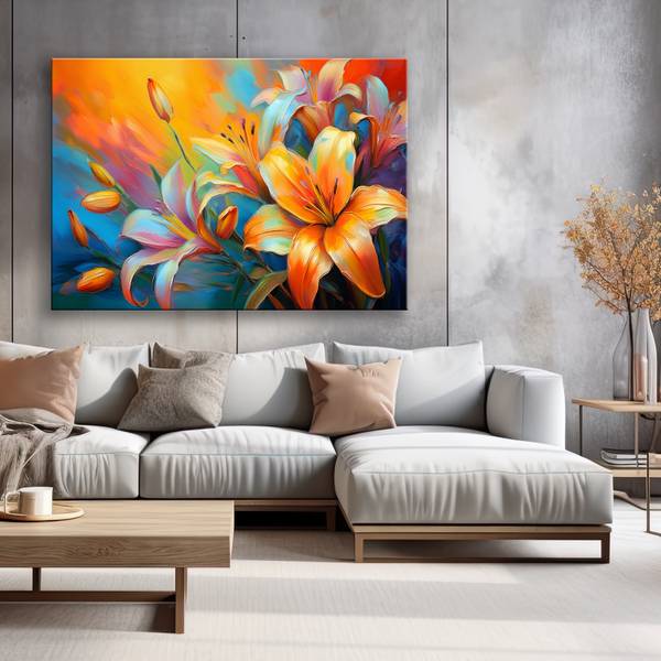 Canvas schilderij Lelies 100 x 70 cm