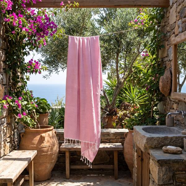 Strandtuch Ikaria Pink - Textil - 200 x 1 x 100 cm