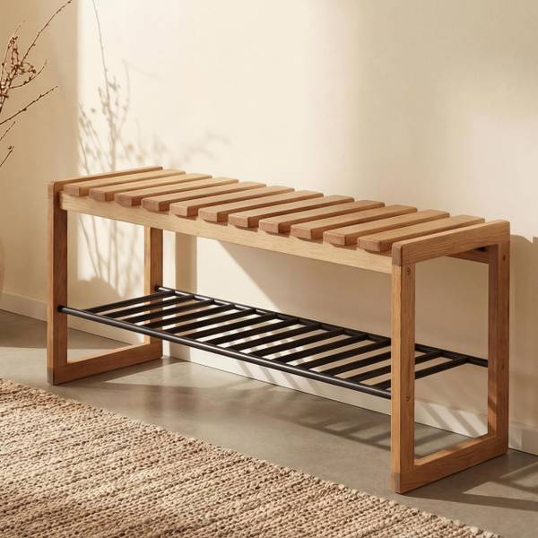 Garderoben-Bank P57 Braun - Eiche - 88 x 45 x 30 cm