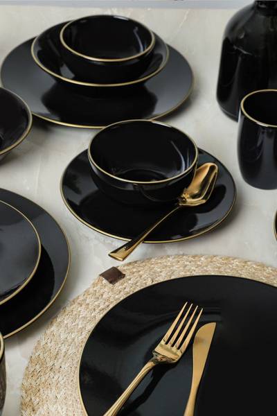Ensembles de vaisselle Ege Black x30 Noir - Céramique - Hauteur : 2 cm