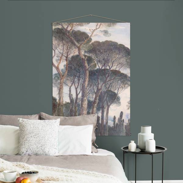 Wandteppich Uschirmkiefern Baumen Grün - Leinen - 100 x 150 x 2 cm