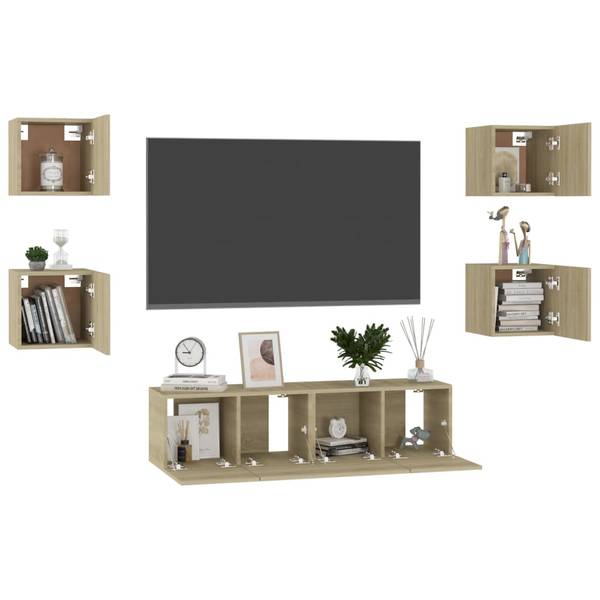 TV-Schrank 6er Set D909 Braun - Holzwerkstoff - 30 x 30 x 60 cm