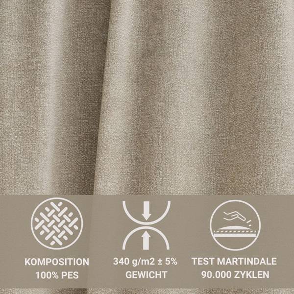 Ecksofa Velto Beige - Armlehne davorstehend rechts - Ecke davorstehend links - Longchair davorstehend links