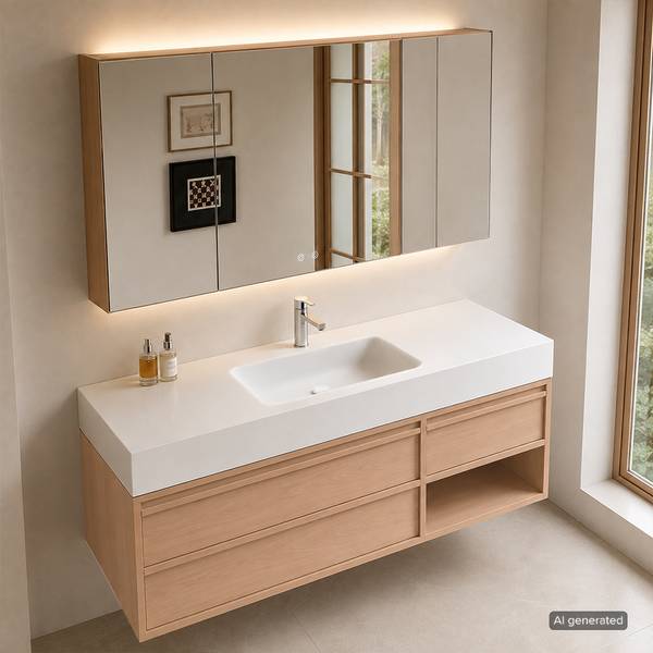 Waschbecken RW720JG-120 4er Set Braun - Glas - 55 x 15 x 120 cm