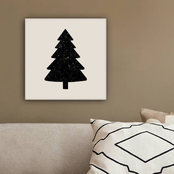 LEINWANDBILD Weihnachtsbaum Schwarz - Baumwollstoff - 20 x 20 x 2 cm