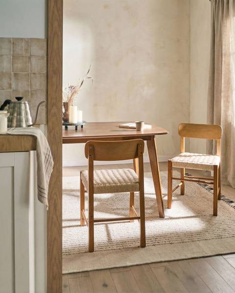 Stuhl ALLOS 2-tlg Beige - Braun - Massivholz - 45 x 76 x 47 cm