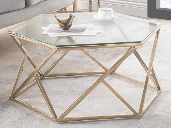 Couchttisch KERIANE Gold - Glas - 69 x 38 x 80 cm