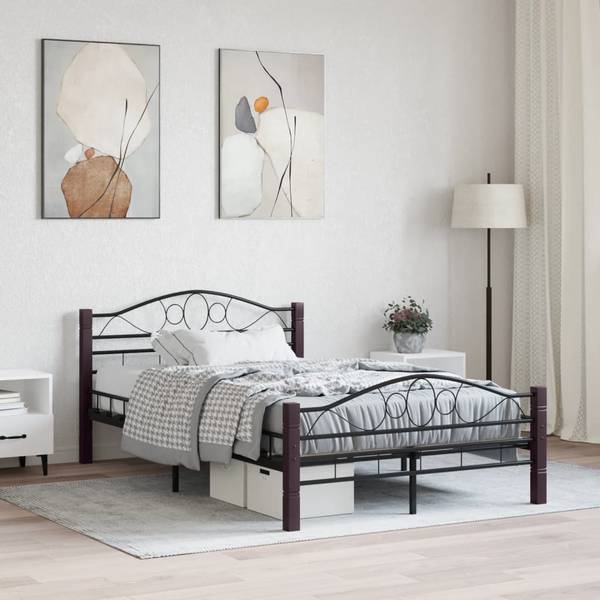 Bedframe 3001489 zwart - plaatmateriaal op houtbasis - metaal - 127 x 85 x 210 cm