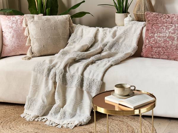 Kuscheldecke RAEBARELI Beige - Naturfaser - 130 x 1 x 180 cm