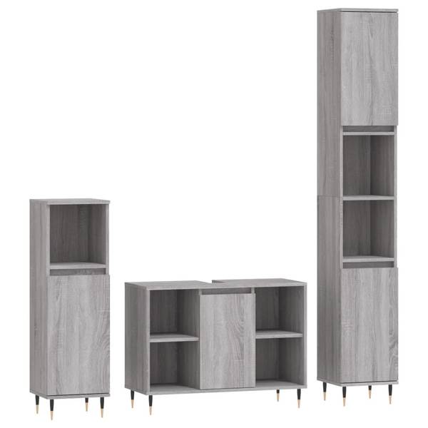 Badmöbel 3er Set 3030380_de Grau - Holzwerkstoff - 30 x 190 x 30 cm