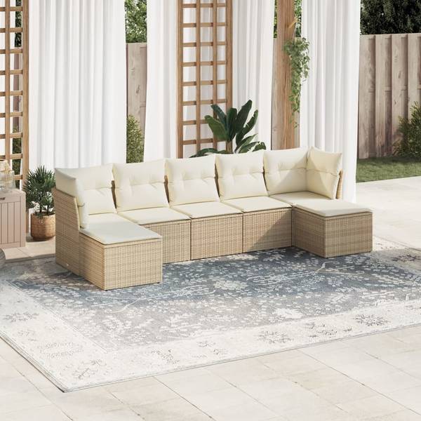 Garten-Lounge-Set 3035183-1 7-teilig Beige - Creme