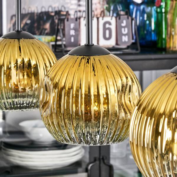 Pendelleuchte Cesaro Gold - Aluminium - Klarglas - 10 x 120 x 92 cm