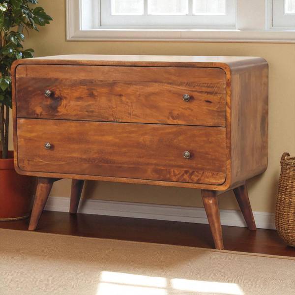 Commode Stella Marron - Manguier - Laiton - 80 x 58 x 35 cm