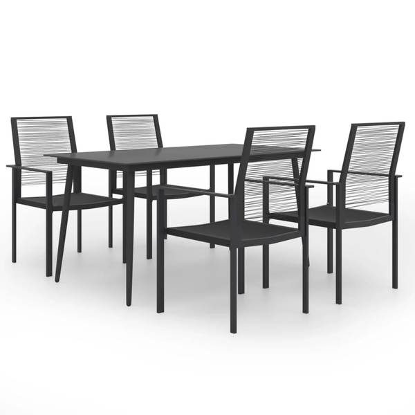 Garten-Essgruppe 3060257 (5-teilig) Schwarz - Stahl - Klarglas - 80 x 74 x 150 cm