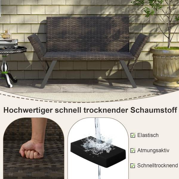 Gartenbank ZB34210SDDE Schwarz - Polyrattan - 59 x 89 x 178 cm