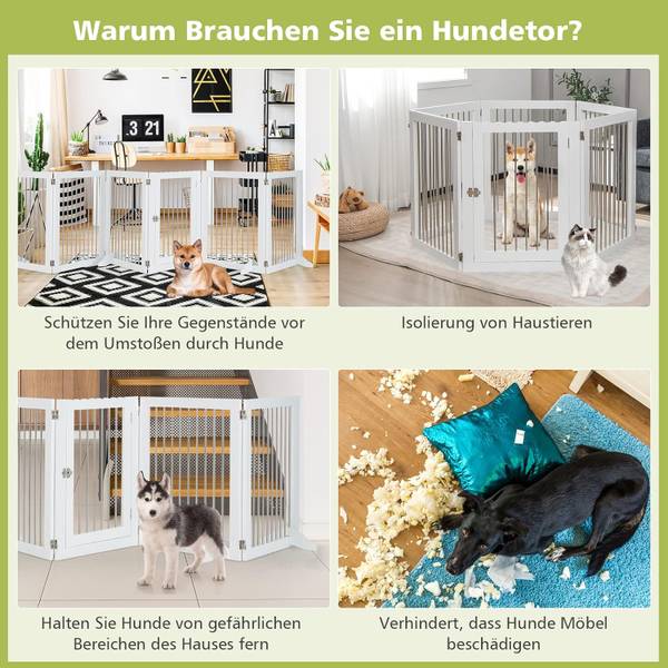 Absperrgitter PW10023WH Weiß - Holzwerkstoff - 2 x 80 x 366 cm
