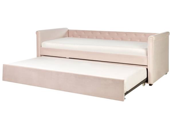 Bett LIBOURNE 3-tlg Pink - Textil - 102 x 75 x 220 cm