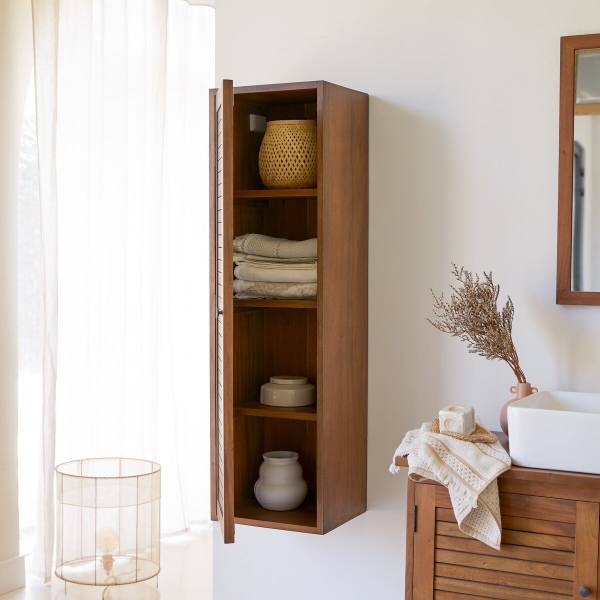 Hochschrank Loggia Beige - Akazie - 35 x 120 x 30 cm