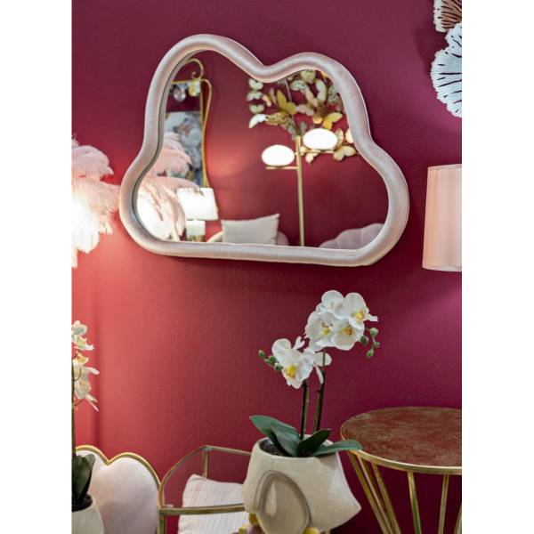 Gerahmter Spiegel Cloud Pink - Samt - 90 x 60 x 4 cm