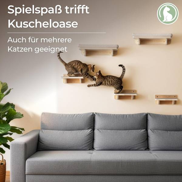 Katzenkletterwand Comfy 5-er Set Beige - Holz teilmassiv - 30 x 12 x 42 cm