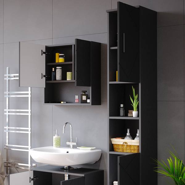 Badmöbel-Set Irma 55200 2er Set Anthrazit - Hochglanz Anthrazit