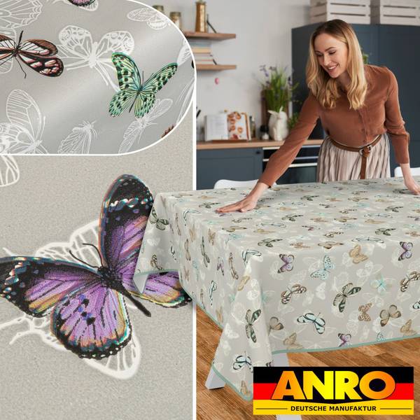 Tischdecke Print Schmetterling mit SAUM Tiefe: 220 cm