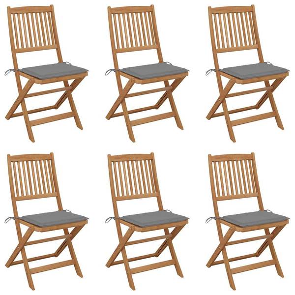 Gartenstuhl 3007930-3 6er Set Grau - Akazie - 48 x 91 x 57 cm