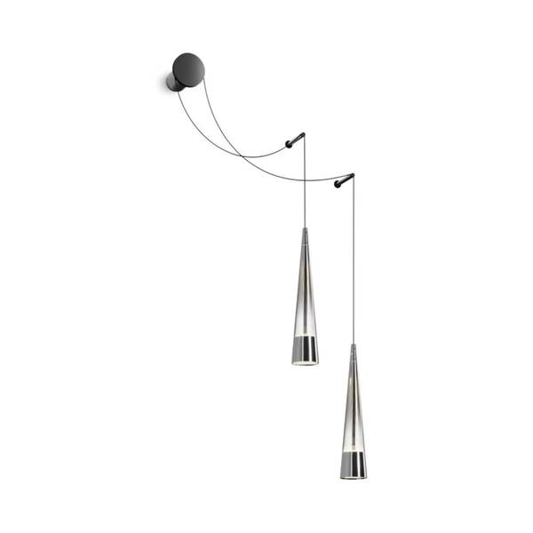 Wandleuchte Modern Jo Schwarz - Silber - Aluminium - 49 x 229 x 39 cm