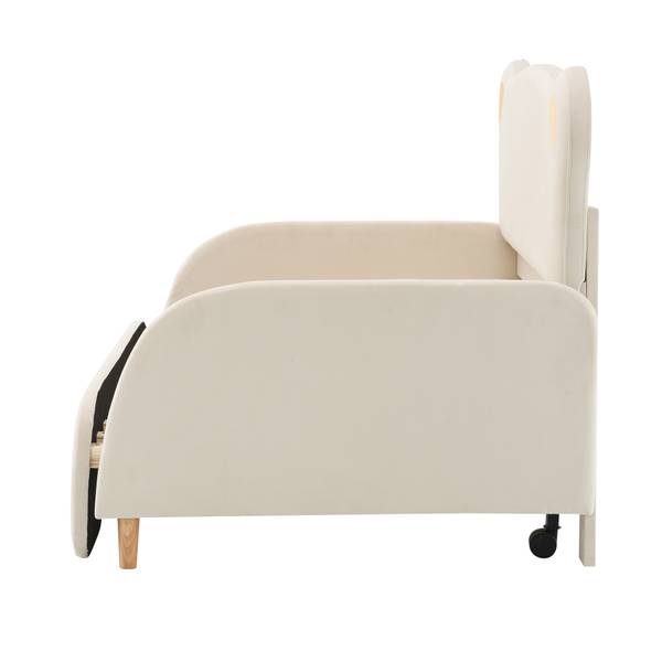 Tagesbett VELVZoo Ⅱ Beige - Holzwerkstoff - Massivholz - 149 x 107 x 204 cm