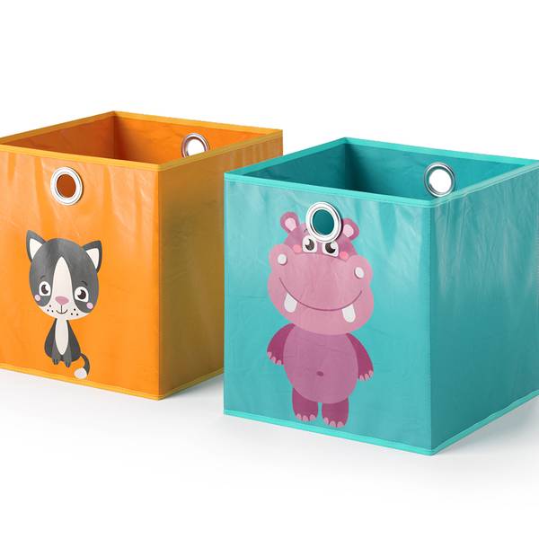 Boîte pliante  29968 Bleu - Orange - Matière plastique - 30 x 30 x 30 cm