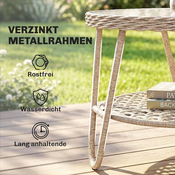 Outdoor Beistelltisch 867-317V00YL Gelb - Sicherheitsglas - Polyethylen - 65 x 50 x 65 cm