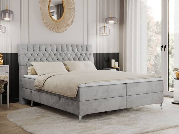 Boxspringbett MILEN Silber / Grau - Silbergrau - Breite: 200 cm - H3