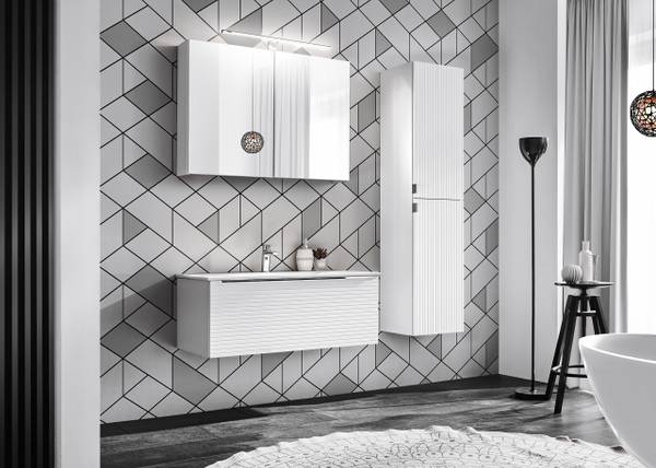 Armoires de toilette LEONARDO MC90 2D Blanc - Mélamine - 90 x 65 x 17 cm