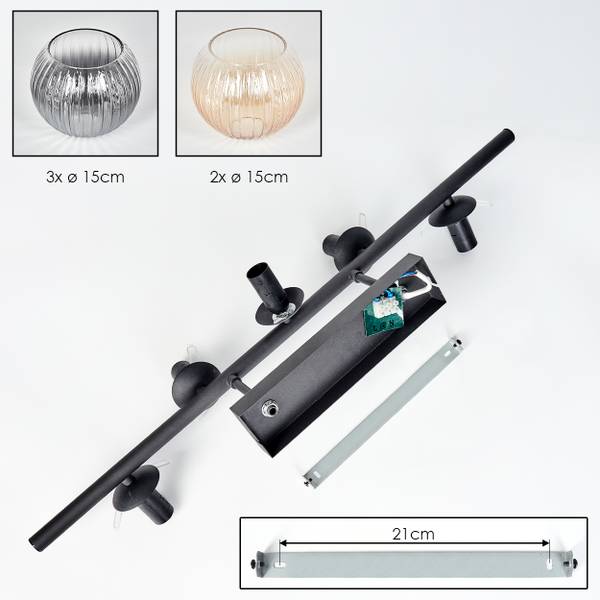 Deckenleuchte Cesaro Grau - Gelb - Metall - 21 x 21 x 97 cm