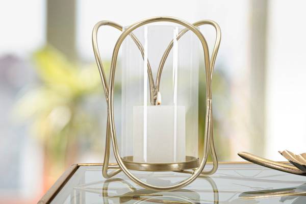 Kaarshouder Glox Gold goud - metaal - 16 x 22 x 16 cm